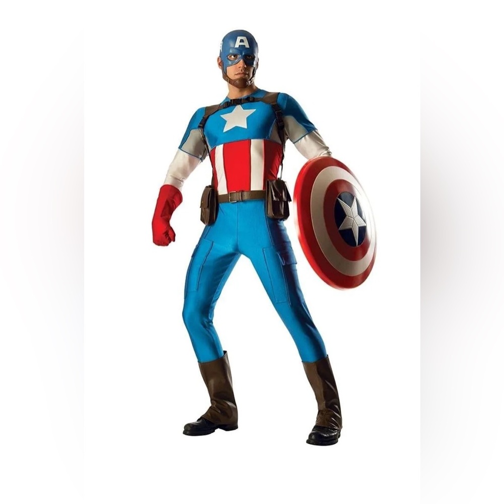 Adult Captain America Grand Heritage Costume w/ shield- One Size adult standard